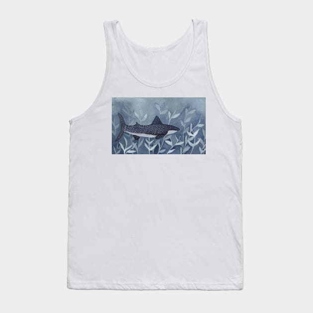 Whimsical Whale Shark in Watercolor Tank Top by Sandraartist